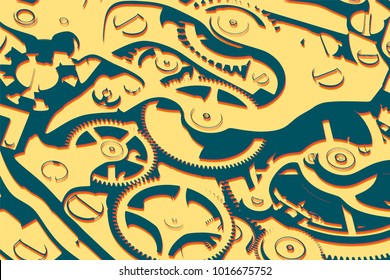 Wrist watch mechanism flat 3d web isometric concept vector with gears. Colorful dynamic hipster graphics.