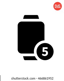 Wrist Watch with number Icon Flat Style Isolated Vector Illustration