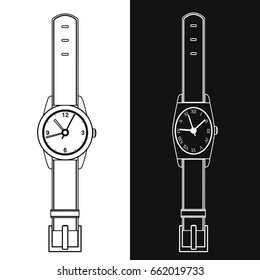 Wrist Watch Set. Vector icons in the style of linear design.