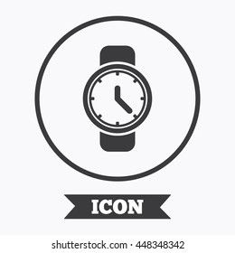 Wrist Watch sign icon. Mechanical clock symbol. Men hand watch. Graphic design element. Flat symbol in circle button. Vector