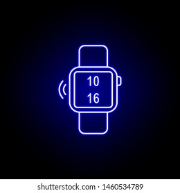 wrist watch signal clock icon in blue neon style.. Elements of time illustration icon. Signs, symbols can be used for web, logo, mobile app, UI, UX