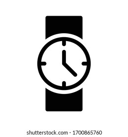icono plano de glifo de reloj vectorial de muñeca 