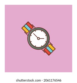 wrist watch Vector illustration on a transparent background. Premium quality symbols.Vector line flat color icon for concept and graphic design.