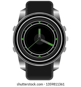 Wrist watch. Vector illustration of wristwatch isolated on white background.