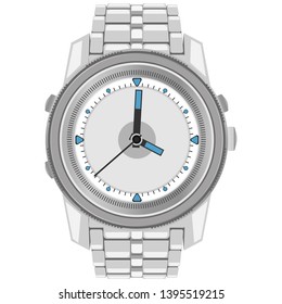 Wrist watch. Vector illustration of wristwatch isolated on white background.