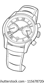 wrist watch vector sketch simple line illustration