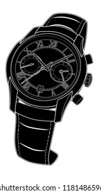 wrist watch vector sketch simple line illustration