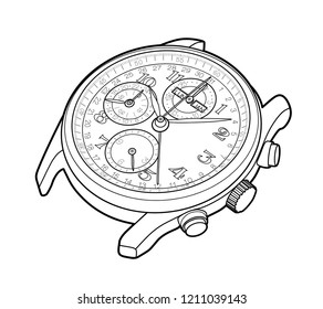 wrist watch vector sketch simple line illustration