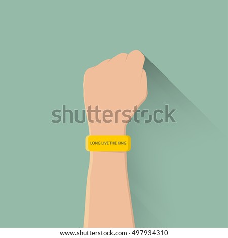 Wristband on hand with long shadow,flat design,vector eps10