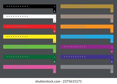 Wristband plastic vector illustration, Set of Wristbands for live performance entrance, music festivals and private areas, Plastic wristband for event, bracelet mockup, Admission bracelet isolated