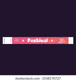 Wristband Ticket, Ticket bracelets for festival, event, disco, party, entry, mockup vector, pattern fun style