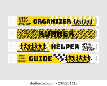 Wristband Vector design for marathon, public events, health race and runners, marathoners pass templates designs