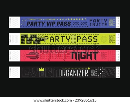 Wristband Vector design for movie festival, stage performance, movie night, movie marathon, drive in cinema, festival entry pass templates designs