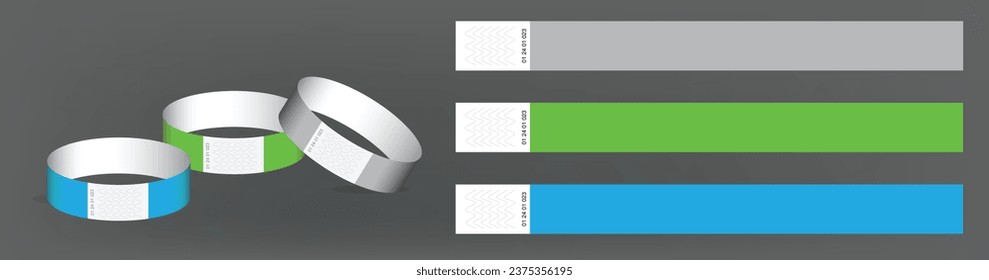 WRISTBAND VECTOR ILLUSTRATION, TYVEK WRISTBAND ISOLATED, PAPER WRISTBAND DESIGN FOR MOCKUP, HAND BAND ISOLATED