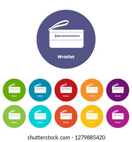 Wristlet bag icons color set vector for any web design on white background