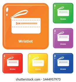 Wristlet bag icons set collection vector 6 color isolated on white background