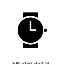 Wristwatch black glyph ui icon. Buying watches. Jewelry store. E commerce. User interface design. Silhouette symbol on white space. Solid pictogram for web, mobile. Isolated vector illustration