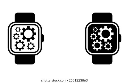 Reloj de pulsera con ruedas dentadas, ilustración de Vector de icono de maquinaria de reloj mecánico