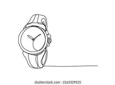 wristwatch , continuous line drawing, vector illustration.