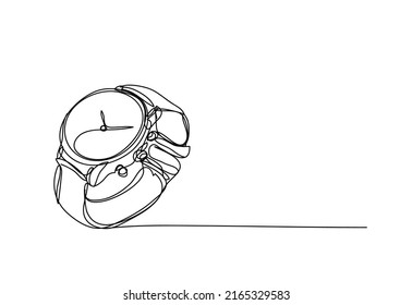 Armbanduhr , durchgehende Linienzeichnung, Vektorgrafik.