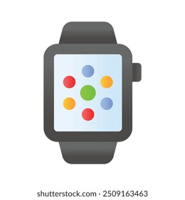 A wristwatch with digital features, smartwatch icon, wearable technology for health tracking, notifications and app