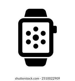 A wristwatch with digital features, smartwatch icon, wearable technology for health tracking, notifications and app