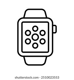 A wristwatch with digital features, smartwatch icon, wearable technology for health tracking, notifications and app