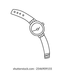 Armbanduhr im Doodle-Stil. Vektor einzeln auf weißem Hintergrund.
