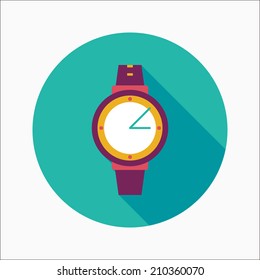 Wristwatch flat icon with long shadow