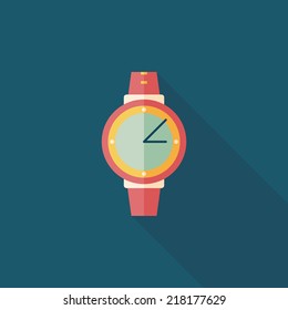 Wristwatch flat icon with long shadow