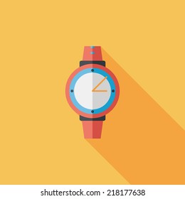Wristwatch flat icon with long shadow