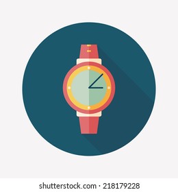 Wristwatch flat icon with long shadow