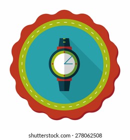 Wristwatch flat icon with long shadow