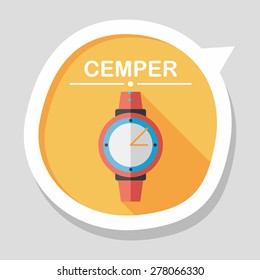 Wristwatch flat icon with long shadow