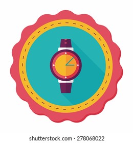 Wristwatch flat icon with long shadow