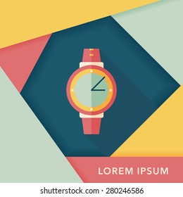 Wristwatch flat icon with long shadow