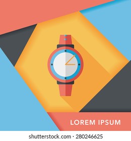 Wristwatch flat icon with long shadow