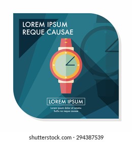 Wristwatch flat icon with long shadow