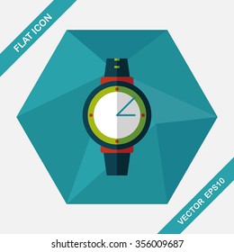 Wristwatch flat icon with long shadow