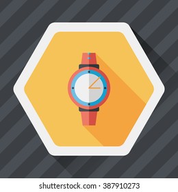 Wristwatch flat icon with long shadow