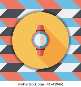 Wristwatch flat icon with long shadow