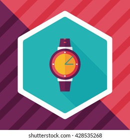 Wristwatch flat icon with long shadow