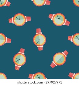 Wristwatch flat icon seamless pattern background