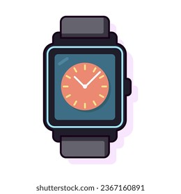 wristwatch, flat, illustration, time, clock, schedule, business, deadline, hour, minute, accessory, fashion, countdown, management, watch, icon, vector, isolated, wrist, modern, wristlet, dial, expens svg