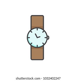 Wristwatch flat line colored icon.