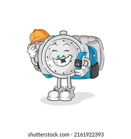 The Wristwatch Goes To School Vector. Cartoon Character