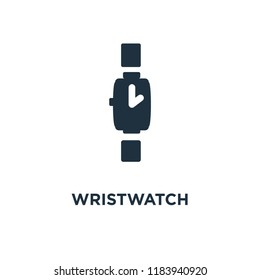 Wristwatch icon. Black filled vector illustration. Wristwatch symbol on white background. Can be used in web and mobile.