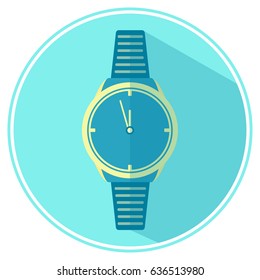 Icono de reloj de pulsera. Marco azul. Ilustración del vector