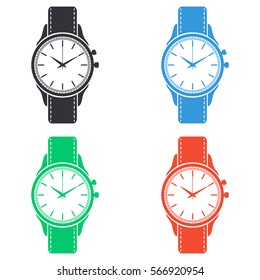 Wristwatch icon - colored vector  set
