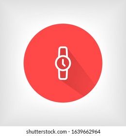 Wristwatch icon. Drop shadow watch icon. Men's hand watches accessory. Classic wrist watch icon. Isolated wristwatch black illustration. Watch logo concept. Vector wrist watch silhouette symbol